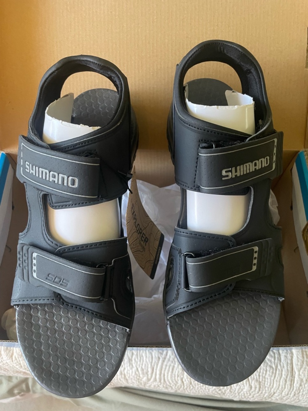 Shimano Black and White Cycling Sandals with SPD Straps unisex. NWT
